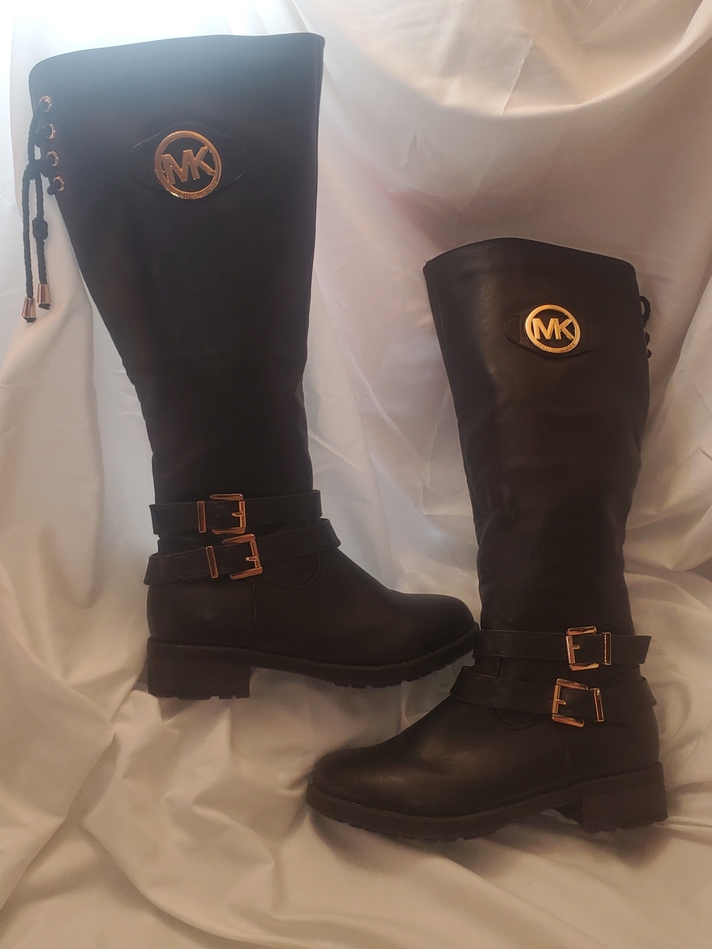 Michael Kors Black Tall Riding Boots with Gold Hardware Women's Size 8